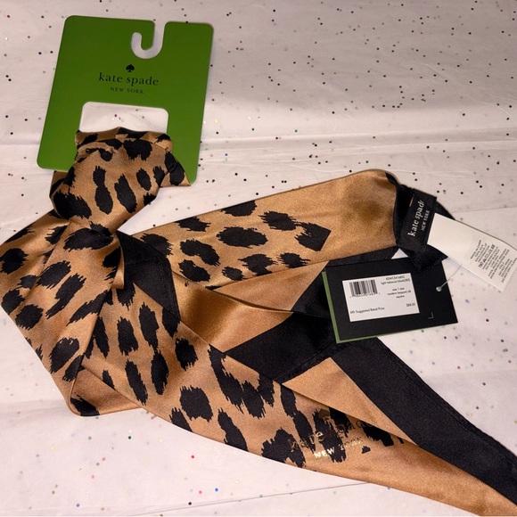 Kate Spade Leopard Print Scarf - Black and Tan - Picture 2 of 6